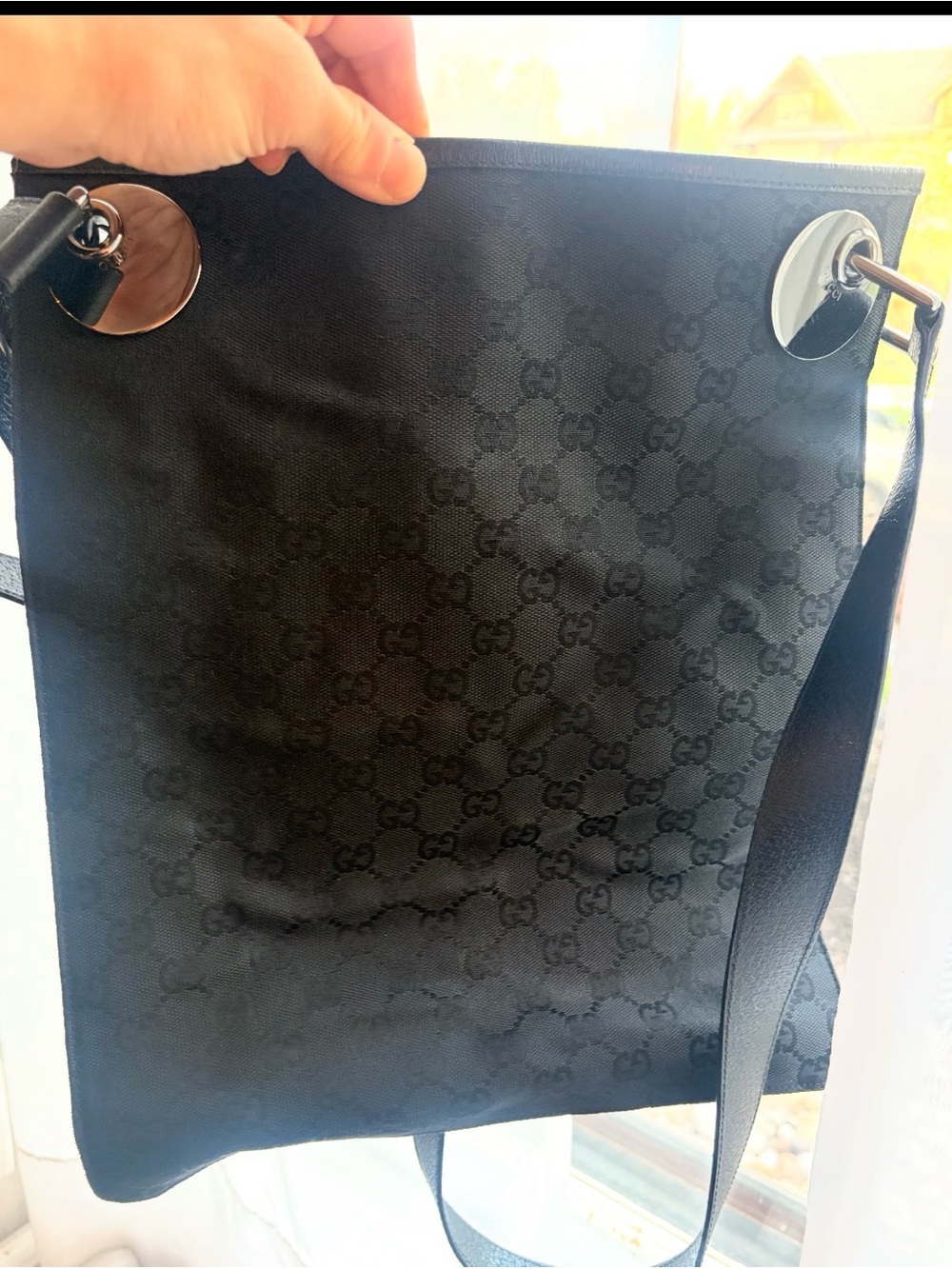 Gucci Black GG Monogram Crossbody Bag Like New - Picture 3 of 8